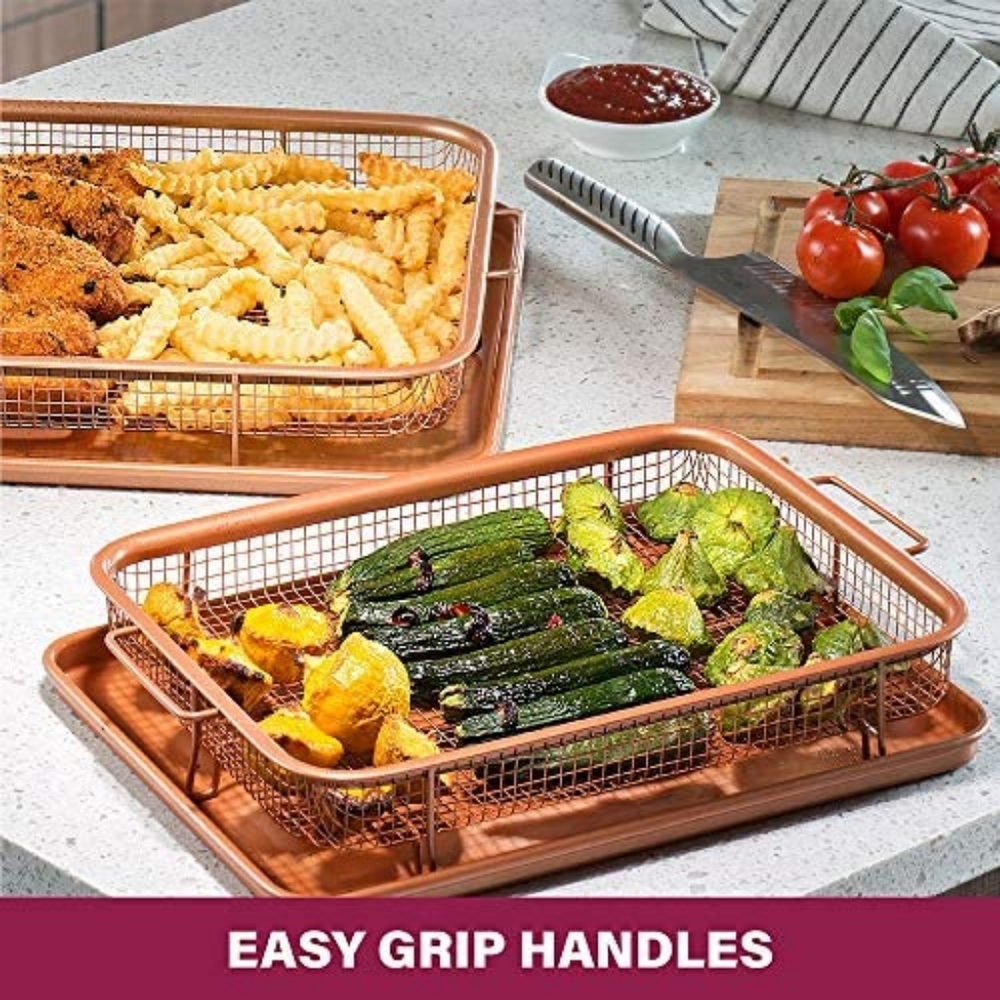 Gotham Steel Crisper Tray for Oven, 2pc Nonstick Copper Crisper Tray